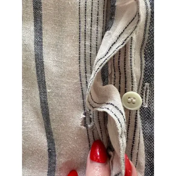 Free People - Ruffle Front Shirt - Extra Large (pink/denim stripe color) - Picture 9 of 15